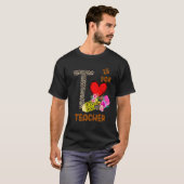 T-shirt Fleurs de léopard Crayon Enseignant (Devant entier)