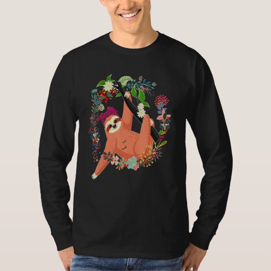 T-shirt Fleurs de Léopard de Cravate de Sloth Bow Famille (Devant)