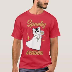 T-shirt Fleurs de l'Halloween éffrayant design fleur chat