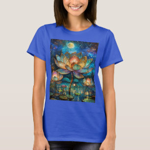 T-shirt Fleurs de lotus en verre coloré au clair de lune