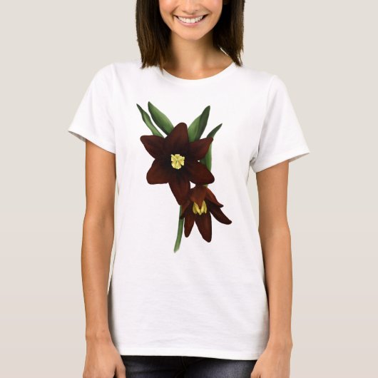 T-shirt Fleurs de Lys au chocolat illustrées (Devant)