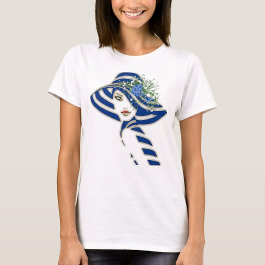 T-shirt Fleurs de maïs bleu et Mariage de roses blanches (Devant)