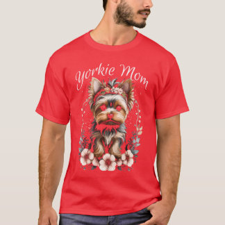 T-shirt Fleurs de maman Yorkie Yorkshire Terrier Chien drô