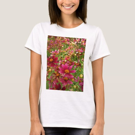 T-shirt Fleurs de marguerite rose et jaune brillantes (Devant)