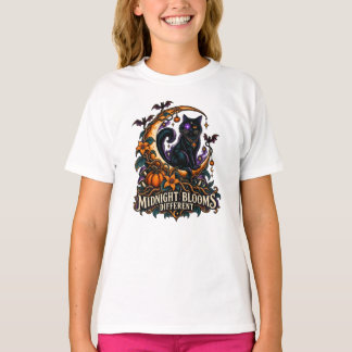 T-shirt Fleurs de minuit Chat noir Halloween