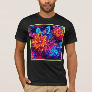 T-shirt Fleurs de néon brillantes Art