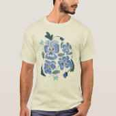 T-shirt Fleurs de Pansy Bleu Pansies esthétiques (Devant)