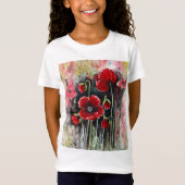 T-Shirt Fleurs De Pavot En Aquarelle (Devant)