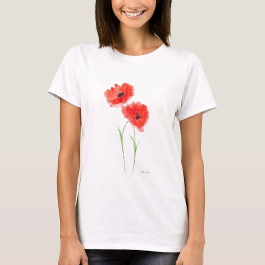 T-shirt Fleurs de pavot rouge (Devant)