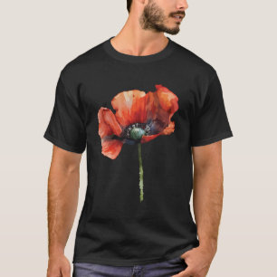 T-shirt Fleurs de pavot Rouge Plantes naturels