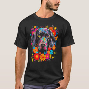 T-shirt Fleurs de pointeur germaniques à cheveux courts