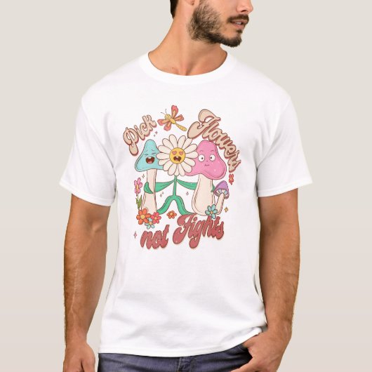 T-shirt Fleurs de prélèvement, pas combats | Champignons e (Devant)