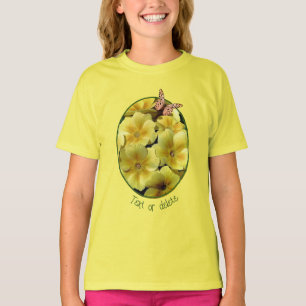 T-shirt Fleurs De Primrose Jaune Et Papillon Personnalisé