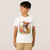 T-shirt Fleurs de printemps Red Staffordshire Bull Terrier (Devant entier)