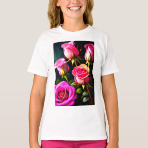 T-shirt Fleurs de rose rose numérique -48345