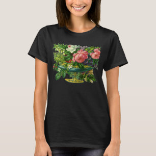 T-shirt Fleurs de roses roses vintage, vase de fleurs