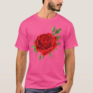 T-shirt Fleurs de roses rouges uniques pour femmes Fleur d