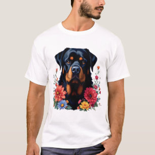 T-shirt Fleurs de Rottweiler