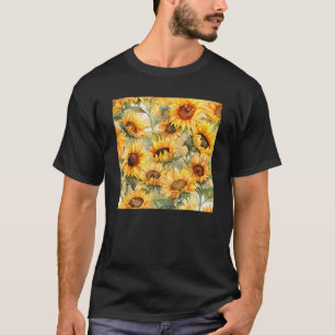 T-shirt Fleurs de soleil d'été Joli jaune Botanique Waterc