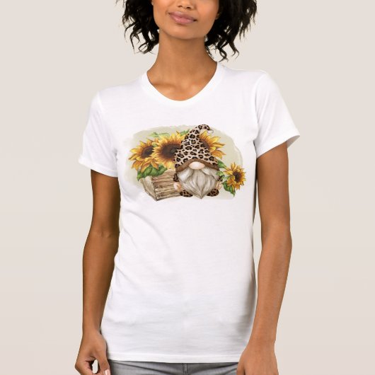 T-shirt Fleurs de soleil léopard Gnome (Devant)