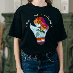 T-shirt Fleurs de soleil LGBTQ lesbiennes dans une ampoule