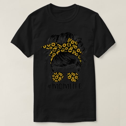 T-shirt Fleurs de soleil maman Vie Messeuse Bun Cheveux Su (Design devant)