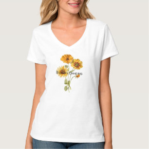 T-shirt Fleurs de soleil moderne aquarelle élégant texte j