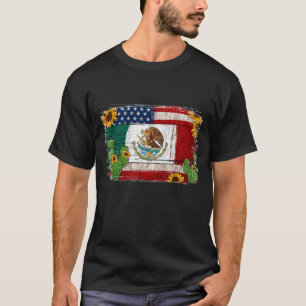 T-shirt Fleurs de soleil vintages drapeau américain Mexiqu