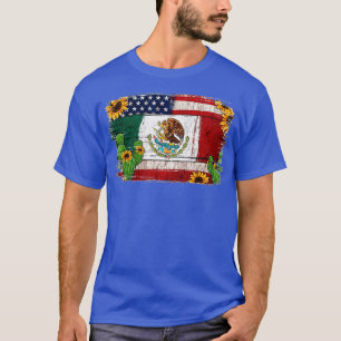 T-shirt Fleurs de soleil vintages drapeau américain Mexiqu