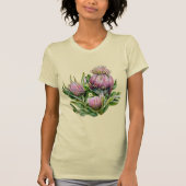 T-shirt Fleurs de thé rose et vert (Devant)