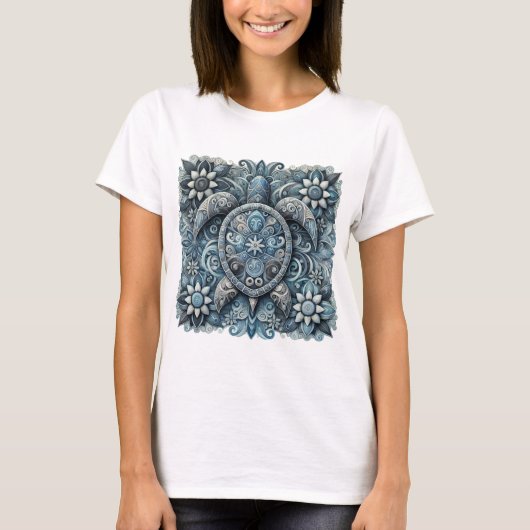 T-shirt Fleurs de tortue - blanc (Devant)