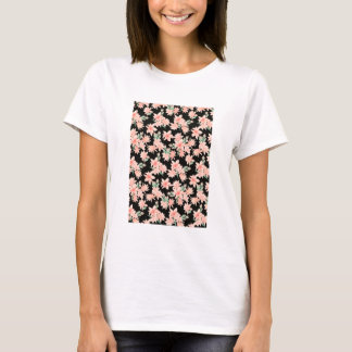 T-shirt Fleurs de Tuberose Rose sur Café Arrière - plan no