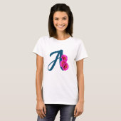 T-shirt Fleurs de Zinnia Monogramme Initial A  (Devant entier)