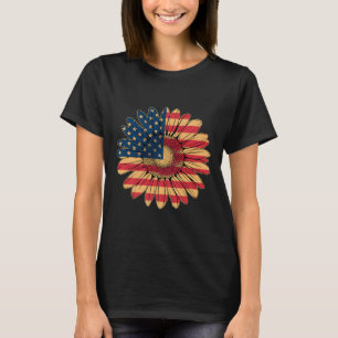 T-shirt Fleurs Décontractées Drapeau Américain Étoiles Et 