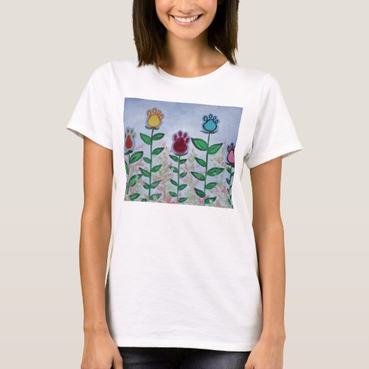 T-shirt Fleurs d'empreinte de patte (Devant)