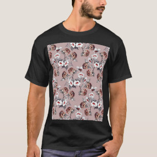 T-shirt Fleurs dessinées à la main, motif d'aquarelle rose