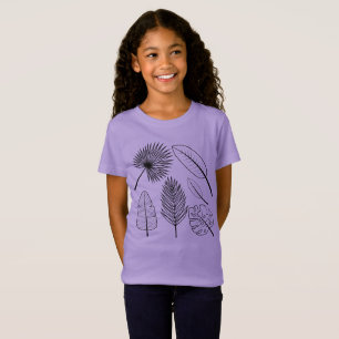 T-Shirt Fleurs dessinées Doodles violets Plante Floral T-S