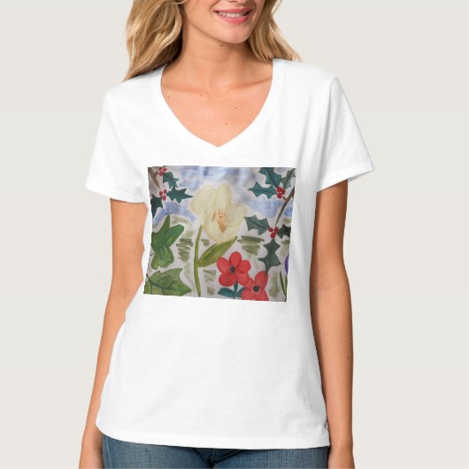 T-shirt Fleurs d'hiver & Holly (Devant)