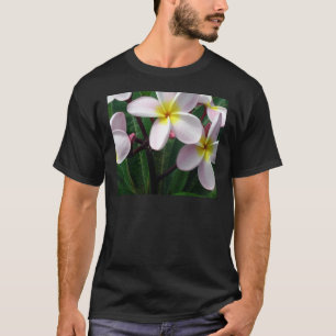T-shirt Fleurs douces de la plumeria rose et jaune