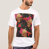 T-shirt Fleurs du crâne : Arrière - plan foncé sans coutur (Devant)