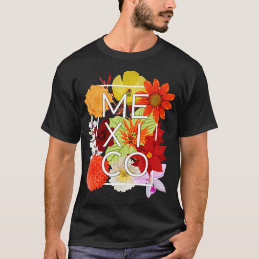T-shirt Fleurs Du Mexique Word Art - La Fierté Mexicaine (Devant)