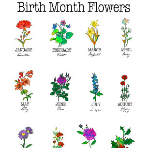 T-shirt Fleurs du mois de naissance Tous les 12 mois