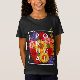 T-Shirt Fleurs du Portugal Word Art - Portugais Pride