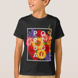 T-shirt Fleurs du Portugal Word Art - Portugais Pride
