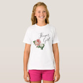 T-shirt Fleurs élégantes et modernes rose roses fille de f (Devant entier)