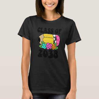 T-shirt Fleurs Enfants Retour à l'école Classe de 2038 Pre
