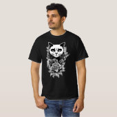 T-shirt Fleurs Et Chat Gothique (Devant entier)