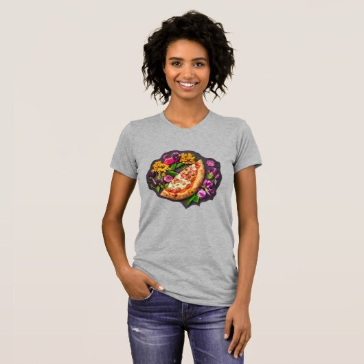 T-shirt Fleurs et pizzas (Devant entier)