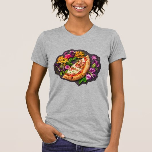 T-shirt Fleurs et pizzas (Devant)