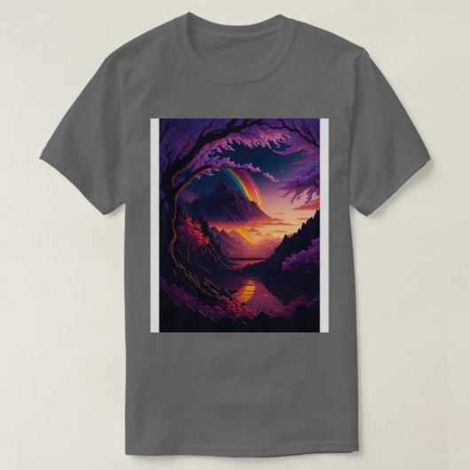 T-shirt Fleurs éthérées Sunset Serenity et Rainbow Refl (Design devant)